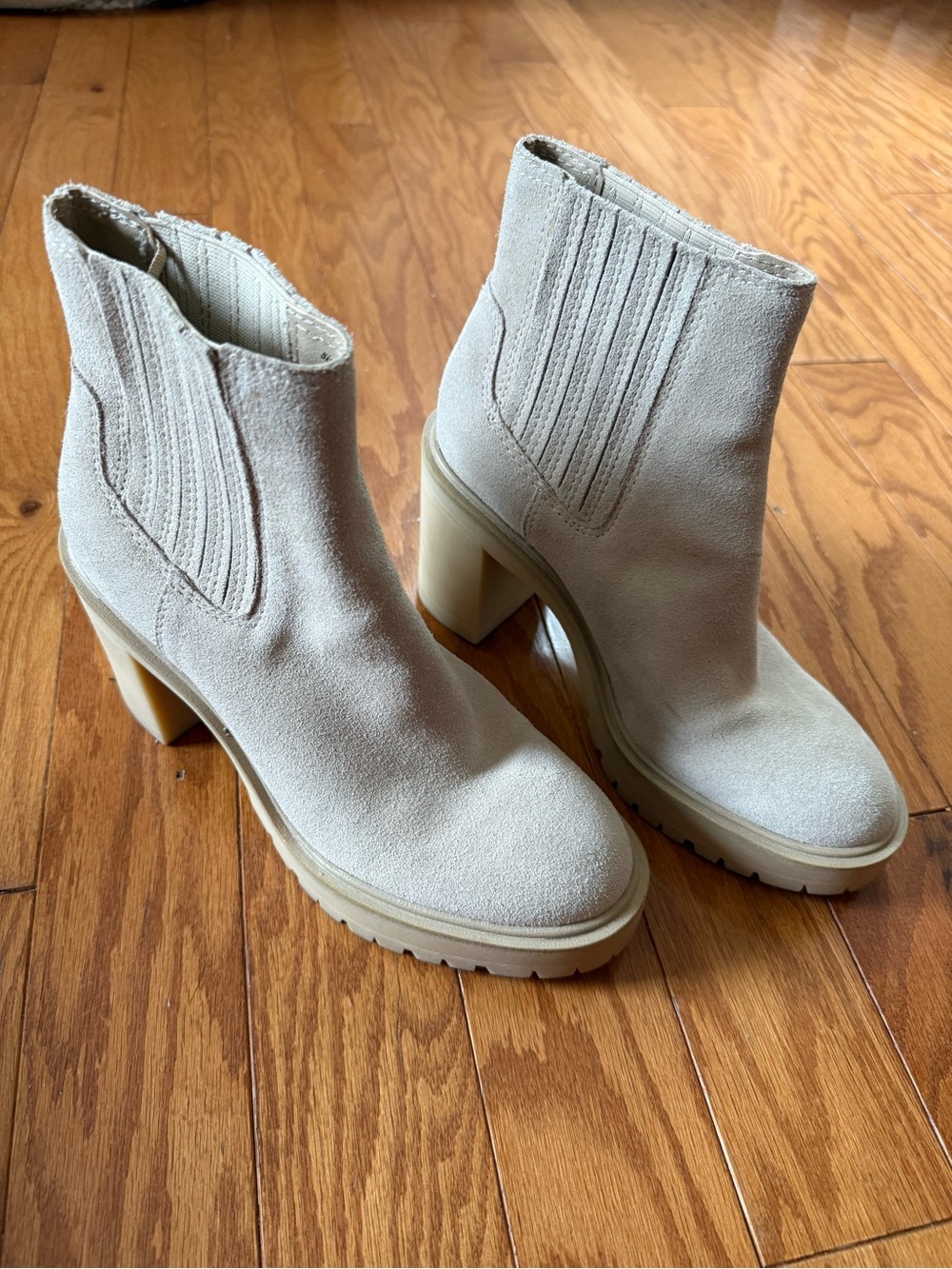 Dolce Vita Cream Suede Platform Ankle Boots